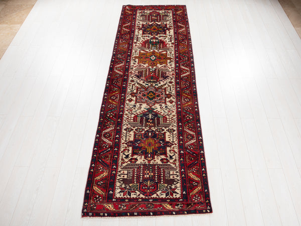 10' 11" x 3' 5" Excellent Hand-Knotted Vintage Tribal Runner Rug - Yasi & Fara 