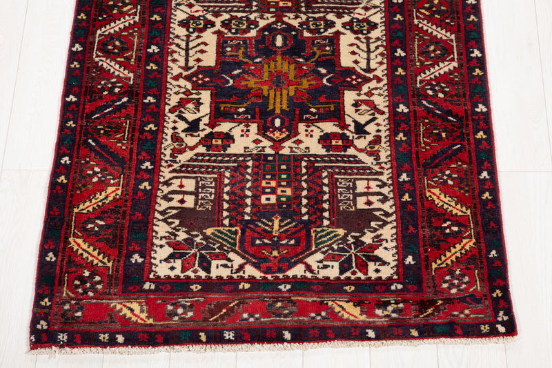 10' 11" x 3' 5" Excellent Hand-Knotted Vintage Tribal Runner Rug - Yasi & Fara 