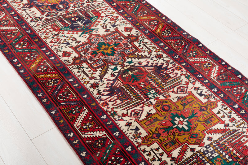 10' 11" x 3' 5" Excellent Hand-Knotted Vintage Tribal Runner Rug - Yasi & Fara 