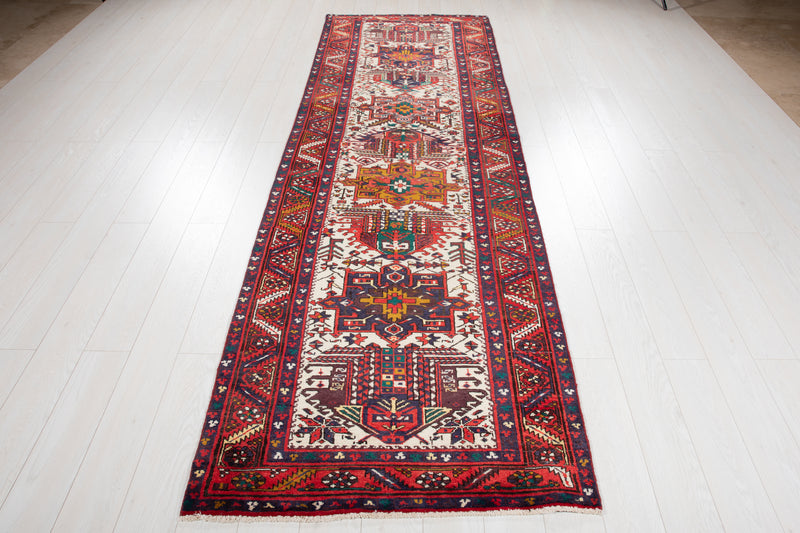 10' 11" x 3' 5" Excellent Hand-Knotted Vintage Tribal Runner Rug - Yasi & Fara 