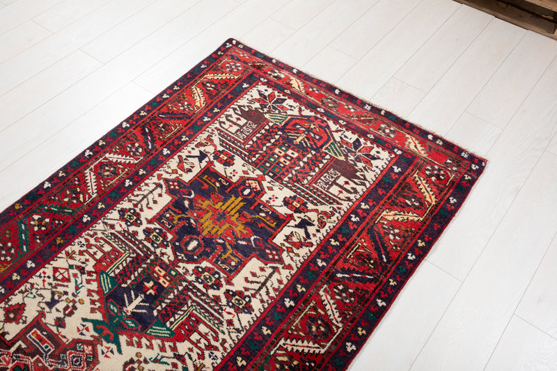 10' 11" x 3' 5" Excellent Hand-Knotted Vintage Tribal Runner Rug - Yasi & Fara 