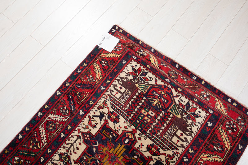 10' 11" x 3' 5" Excellent Hand-Knotted Vintage Tribal Runner Rug - Yasi & Fara 