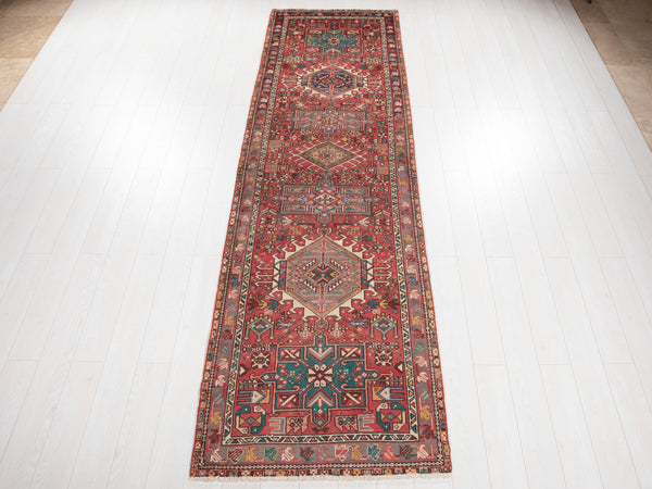11' 6" x 3' 3" Excellent Hand-Knotted Vintage Tribal Runner Rug