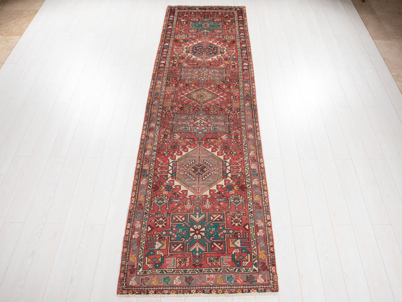 11' 6" x 3' 3" Excellent Hand-Knotted Vintage Tribal Runner Rug