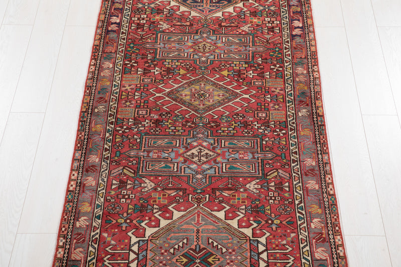 11' 6" x 3' 3" Excellent Hand-Knotted Vintage Tribal Runner Rug