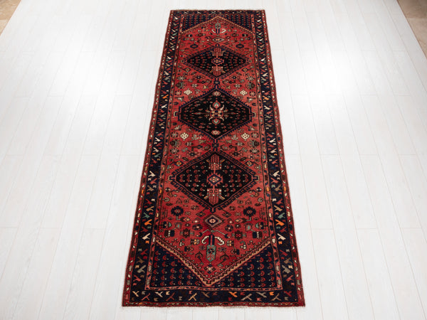9' 8" x 3' 4" Excellent Hand-Knotted Vintage Tribal Runner Rug