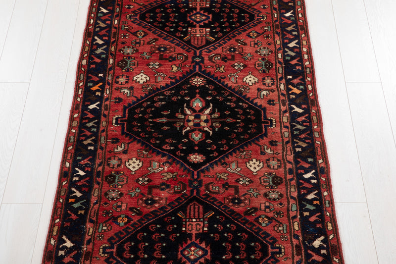 9' 8" x 3' 4" Excellent Hand-Knotted Vintage Tribal Runner Rug