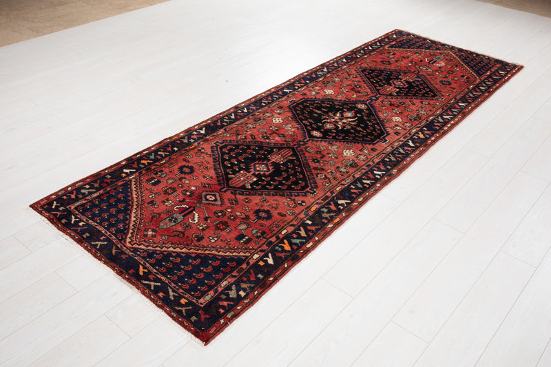 9' 8" x 3' 4" Excellent Hand-Knotted Vintage Tribal Runner Rug