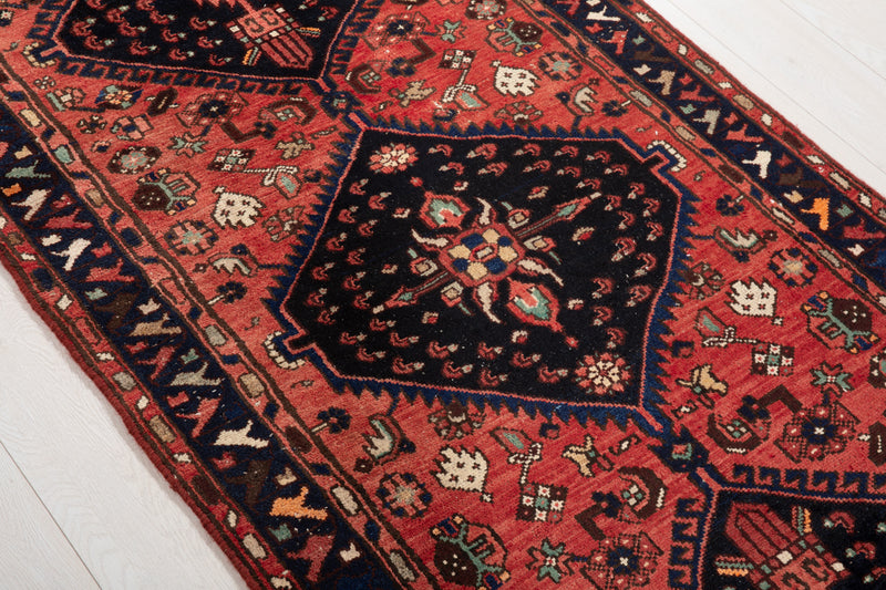 9' 8" x 3' 4" Excellent Hand-Knotted Vintage Tribal Runner Rug