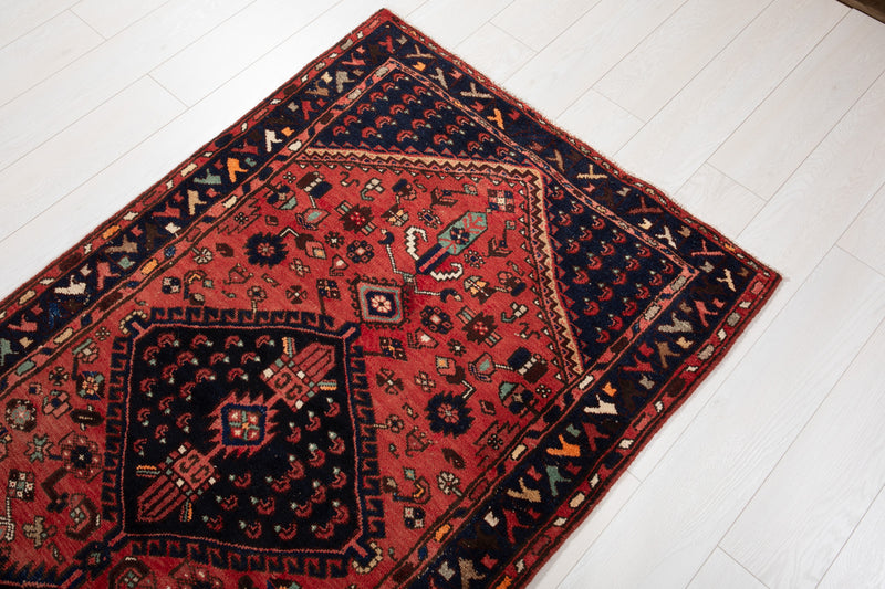 9' 8" x 3' 4" Excellent Hand-Knotted Vintage Tribal Runner Rug