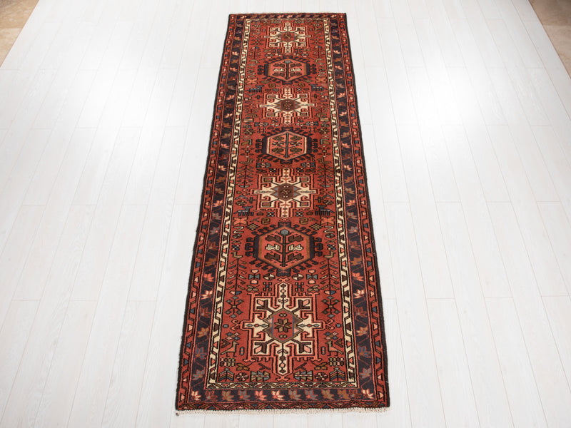 9' 10" x 3' 1" Excellent Hand-Knotted Vintage Tribal Runner Rug