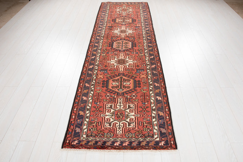 9' 10" x 3' 1" Excellent Hand-Knotted Vintage Tribal Runner Rug