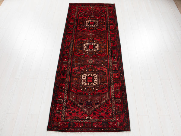 9' 9" x 3' 5" Excellent Hand-Knotted Vintage Tribal Runner Rug