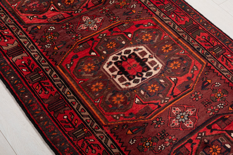 9' 9" x 3' 5" Excellent Hand-Knotted Vintage Tribal Runner Rug
