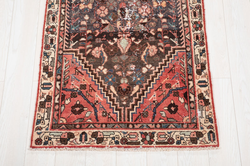 9' 2" x 2' 11" Excellent Hand-Knotted Antique Distressed Tribal Runner Rug