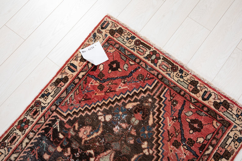 9' 2" x 2' 11" Excellent Hand-Knotted Antique Distressed Tribal Runner Rug