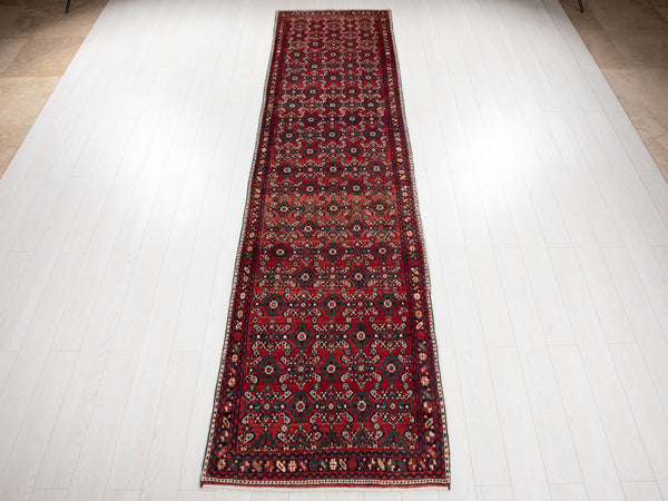 12' 10" x 3' 3" Excellent Hand-Knotted Vintage Tribal Runner Rug