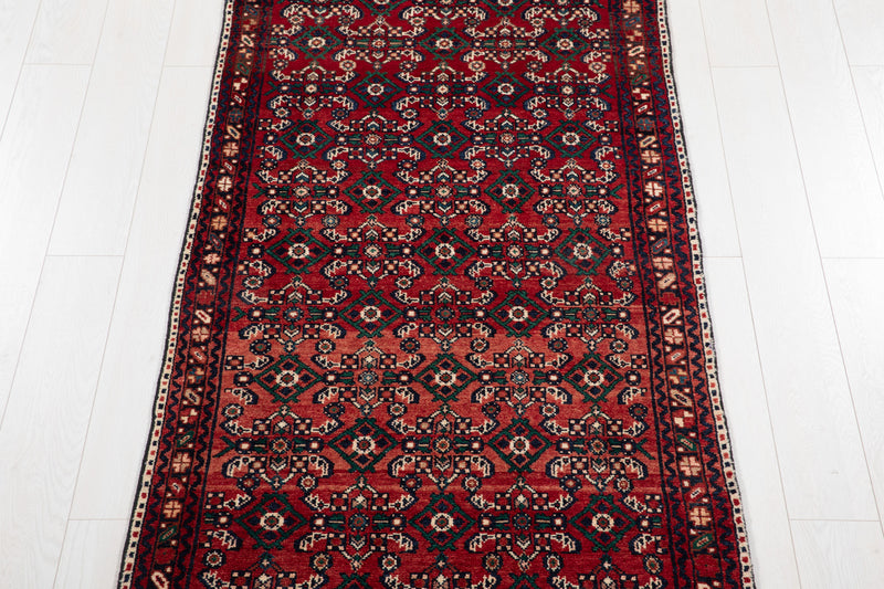 12' 10" x 3' 3" Excellent Hand-Knotted Vintage Tribal Runner Rug