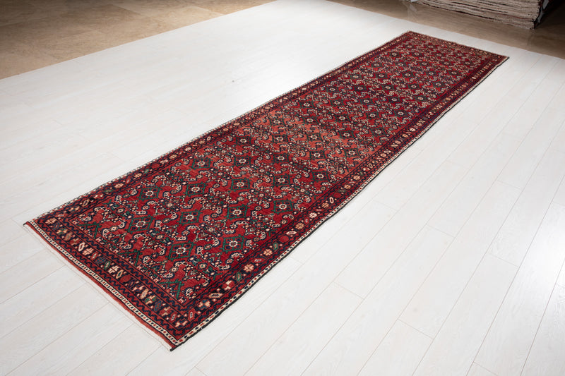 12' 10" x 3' 3" Excellent Hand-Knotted Vintage Tribal Runner Rug