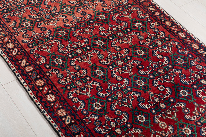 12' 10" x 3' 3" Excellent Hand-Knotted Vintage Tribal Runner Rug