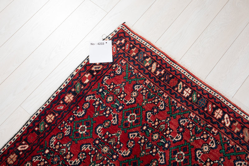 12' 10" x 3' 3" Excellent Hand-Knotted Vintage Tribal Runner Rug