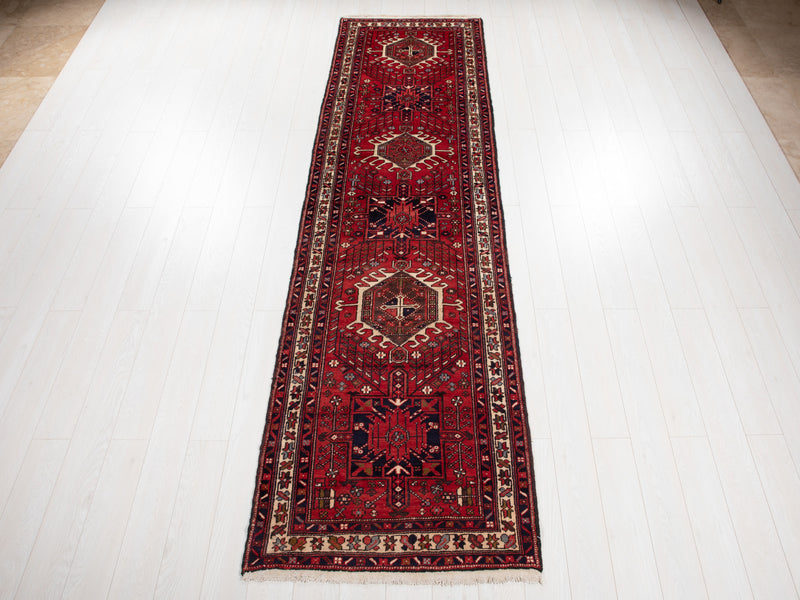 11' 3" x 3' 1" Excellent Hand-Knotted Vintage Tribal Runner Rug - Yasi & Fara 