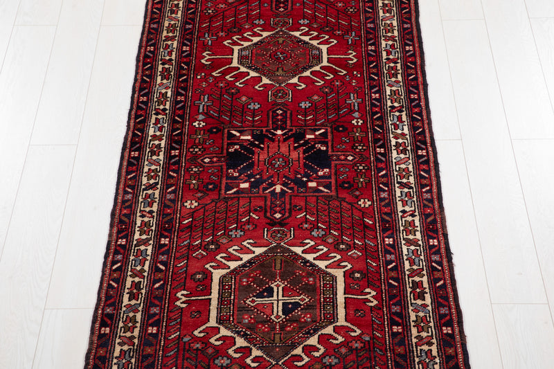 11' 3" x 3' 1" Excellent Hand-Knotted Vintage Tribal Runner Rug - Yasi & Fara 