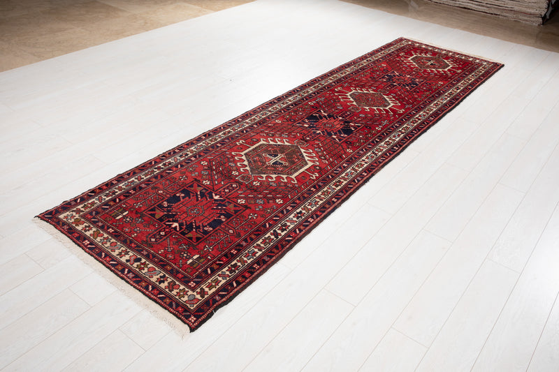 11' 3" x 3' 1" Excellent Hand-Knotted Vintage Tribal Runner Rug - Yasi & Fara 