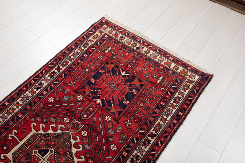 11' 3" x 3' 1" Excellent Hand-Knotted Vintage Tribal Runner Rug - Yasi & Fara 