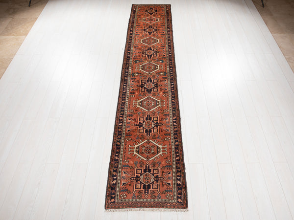 12' 5" x 2' 6" Excellent Hand-Knotted Vintage Tribal Runner Rug - Yasi & Fara 