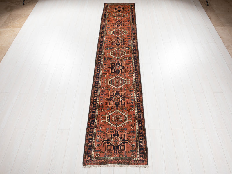 12' 5" x 2' 6" Excellent Hand-Knotted Vintage Tribal Runner Rug - Yasi & Fara 