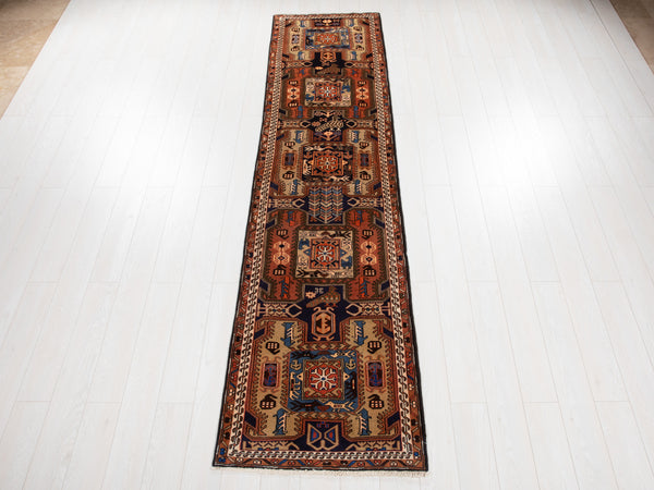 10' 7" x 2' 7" Excellent Hand-Knotted Vintage Collectible Tribal Runner Rug - Yasi & Fara 