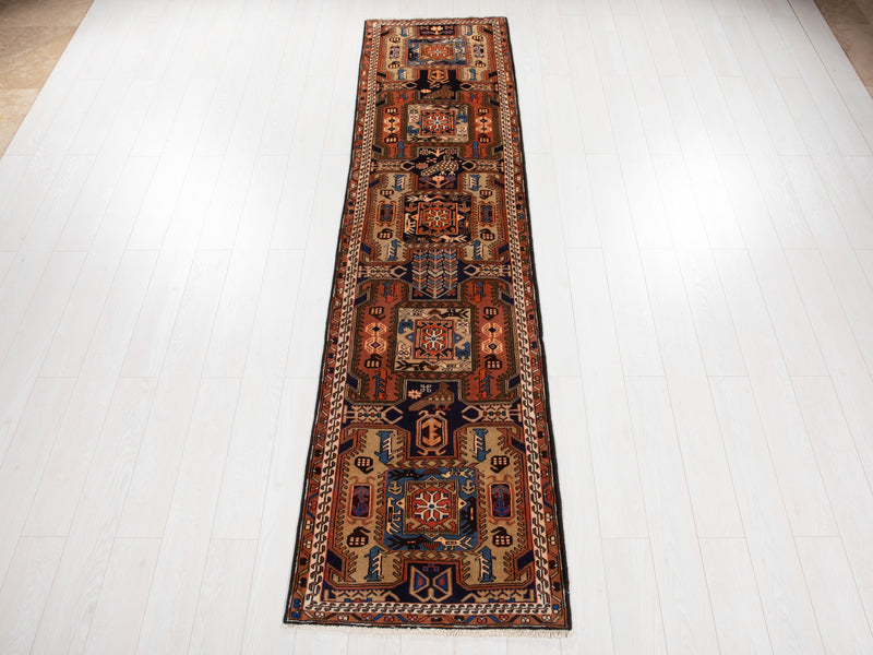 10' 7" x 2' 7" Excellent Hand-Knotted Vintage Collectible Tribal Runner Rug - Yasi & Fara 
