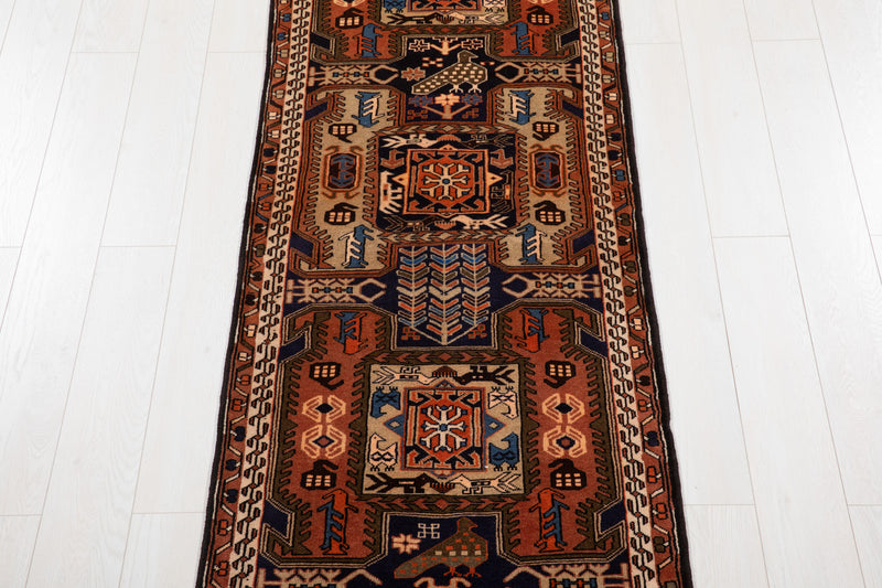 10' 7" x 2' 7" Excellent Hand-Knotted Vintage Collectible Tribal Runner Rug - Yasi & Fara 