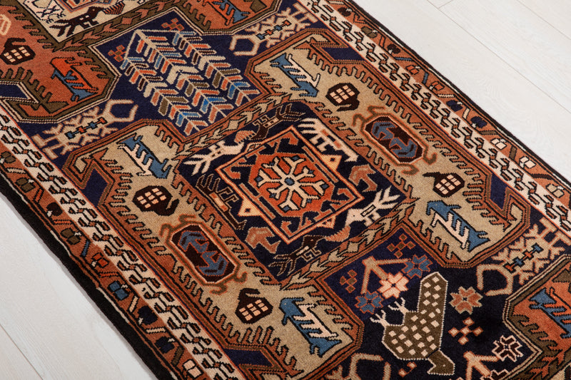 10' 7" x 2' 7" Excellent Hand-Knotted Vintage Collectible Tribal Runner Rug - Yasi & Fara 