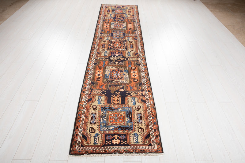 10' 7" x 2' 7" Excellent Hand-Knotted Vintage Collectible Tribal Runner Rug - Yasi & Fara 