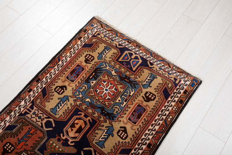 10' 7" x 2' 7" Excellent Hand-Knotted Vintage Collectible Tribal Runner Rug - Yasi & Fara 