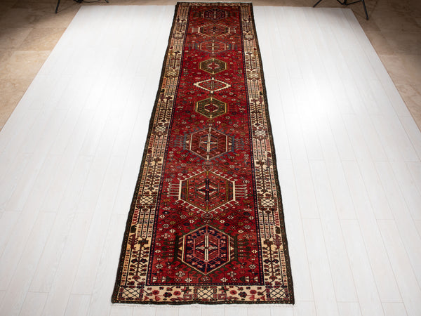 14' 5" x 3' 11" Excellent Hand-Knotted Vintage Collectible Tribal Runner Rug - Yasi & Fara 