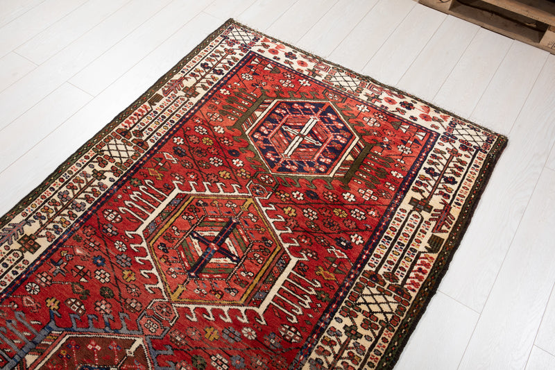 14' 5" x 3' 11" Excellent Hand-Knotted Vintage Collectible Tribal Runner Rug - Yasi & Fara 