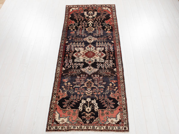 8'11" x 3'6" Excellent Hand-Knotted Vintage Tribal Runner Rug - Yasi & Fara 