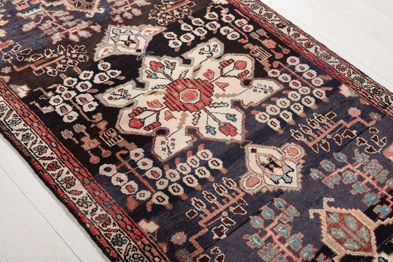 8'11" x 3'6" Excellent Hand-Knotted Vintage Tribal Runner Rug - Yasi & Fara 