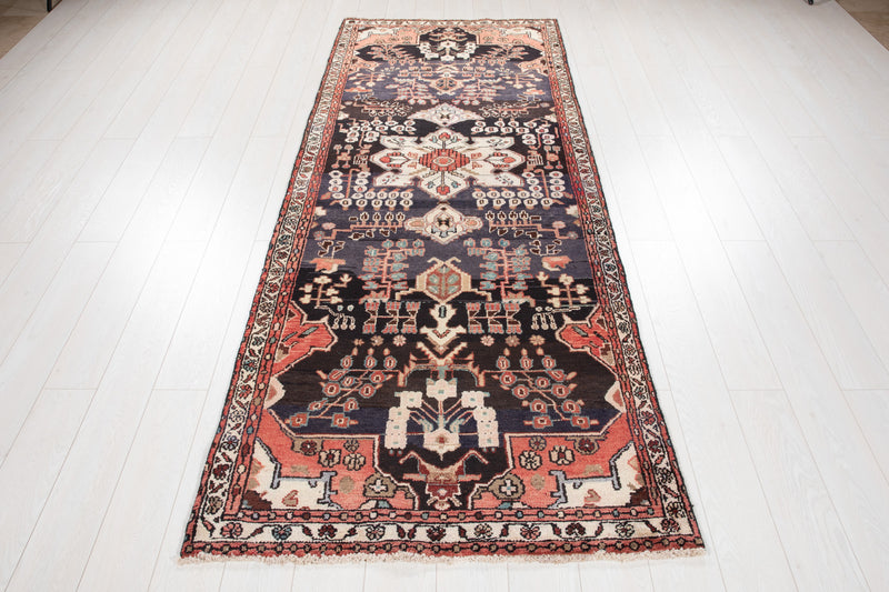 8'11" x 3'6" Excellent Hand-Knotted Vintage Tribal Runner Rug - Yasi & Fara 