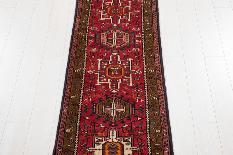 12' 10" x 2' 4" Excellent Hand-Knotted Vintage Tribal Runner Rug - Yasi & Fara 