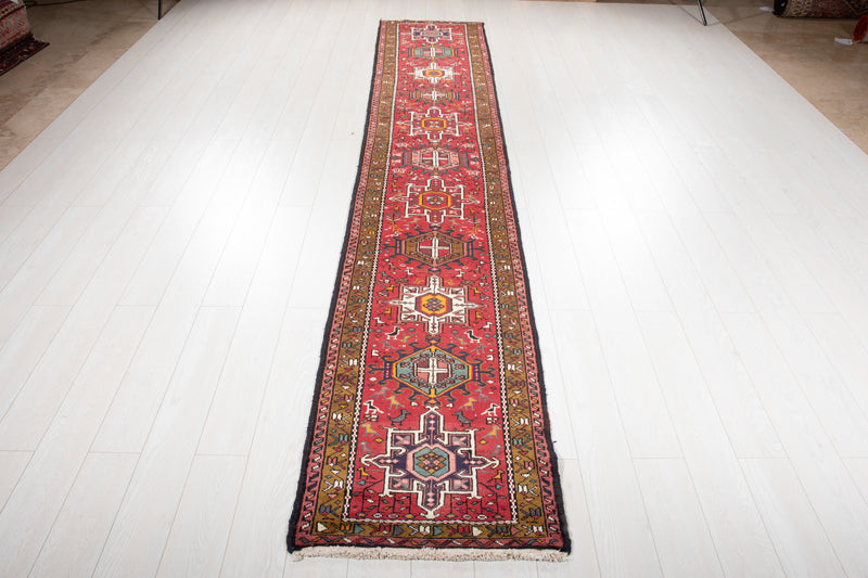 12' 10" x 2' 4" Excellent Hand-Knotted Vintage Tribal Runner Rug - Yasi & Fara 