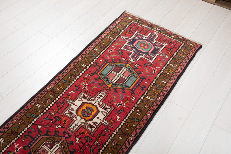 12' 10" x 2' 4" Excellent Hand-Knotted Vintage Tribal Runner Rug - Yasi & Fara 