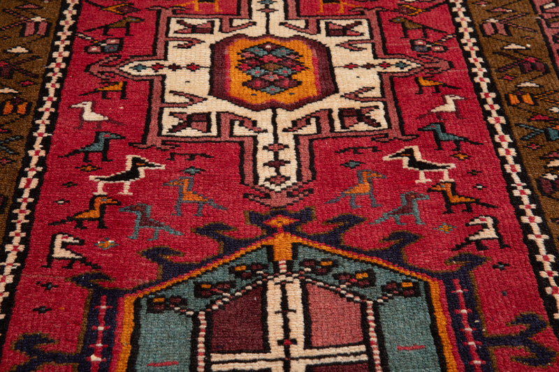 12' 10" x 2' 4" Excellent Hand-Knotted Vintage Tribal Runner Rug - Yasi & Fara 