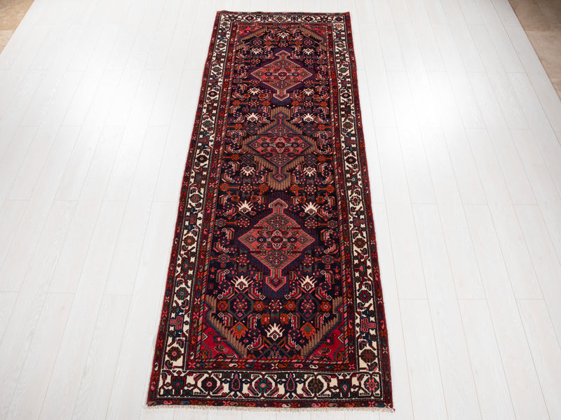 10' 2" x 3' 6" Excellent Hand-Knotted Vintage Tribal Runner Rug - Yasi & Fara 