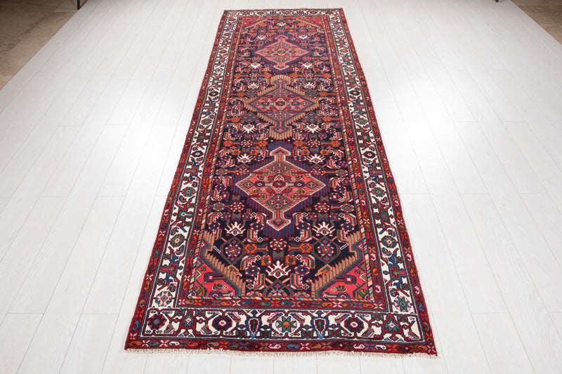 10' 2" x 3' 6" Excellent Hand-Knotted Vintage Tribal Runner Rug - Yasi & Fara 