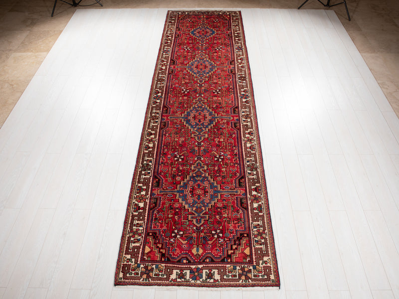 13' 6" x 3' 8" Excellent Hand-Knotted Vintage Tribal Runner Rug - Yasi & Fara 