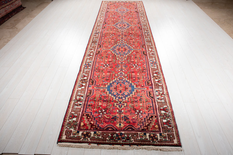 13' 6" x 3' 8" Excellent Hand-Knotted Vintage Tribal Runner Rug - Yasi & Fara 